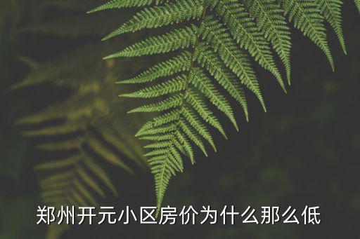 鄭州開元小區房價為什么那么低