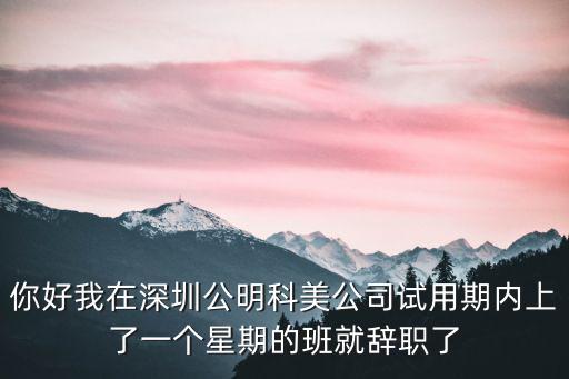 你好我在深圳公明科美公司試用期內上了一個星期的班就辭職了