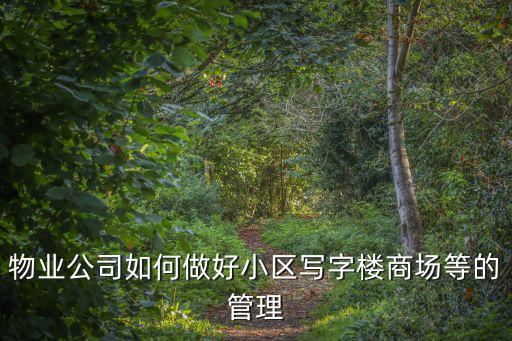 物業(yè)公司如何做好小區(qū)寫字樓商場等的管理