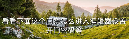 看看下面這個門禁怎么進入編輯器設置開門密碼等