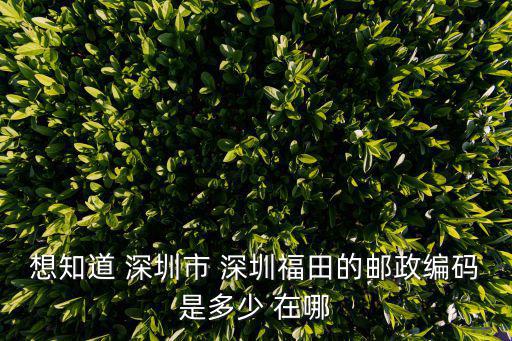 深圳福田寄的郵政是什么，深圳市福田區郵編