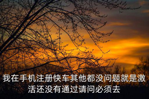 我在手機注冊快車其他都沒問題就是激活還沒有通過請問必須去