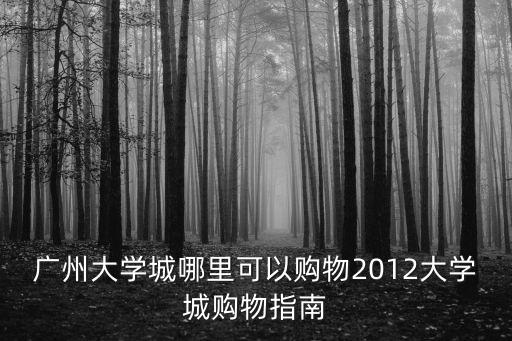 廣州大學城哪里可以購物2012大學城購物指南