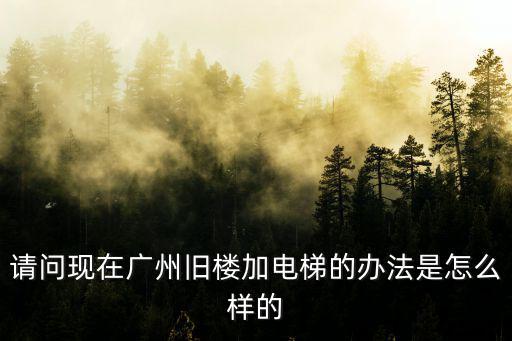 廣州出臺既有住宅增設(shè)電梯辦法，請問現(xiàn)在廣州舊樓加電梯的辦法是怎么樣的