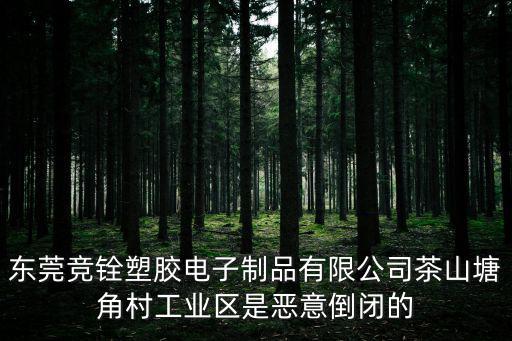 東莞競(jìng)銓塑膠電子制品有限公司茶山塘角村工業(yè)區(qū)是惡意倒閉的