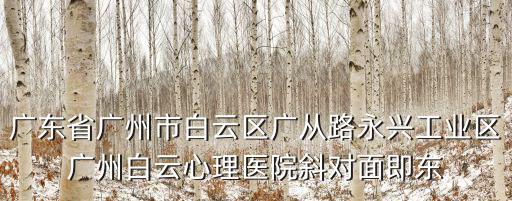 廣東省廣州市白云區廣從路永興工業區廣州白云心理醫院斜對面即東