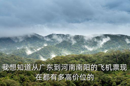 我想知道從廣東到河南南陽的飛機票現在都有多高價位的