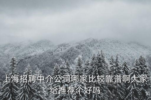 上海中介，上海招聘中介公司哪家比較靠譜啊大家給推薦個(gè)好嗎