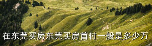 東莞房子首付多少錢，在東莞市買房首付幾成