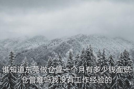 誰知道東莞做倉管一個月有多少錢面試倉管難嗎我沒有工作經驗的