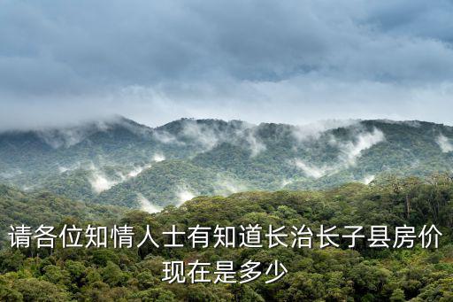 請各位知情人士有知道長治長子縣房價現在是多少