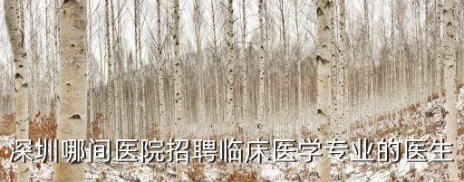 深圳哪間醫(yī)院招聘臨床醫(yī)學(xué)專業(yè)的醫(yī)生