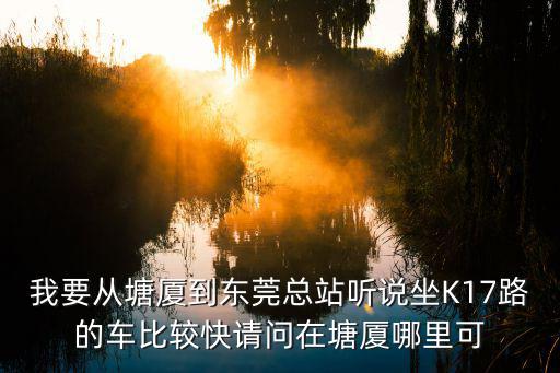 我要從塘廈到東莞總站聽說坐K17路的車比較快請問在塘廈哪里可