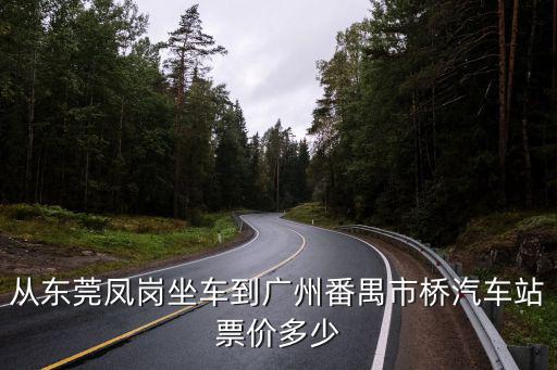 從東莞鳳崗坐車到廣州番禺市橋汽車站票價多少