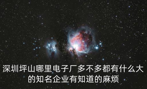 深圳坪山哪里電子廠多不多都有什么大的知名企業有知道的麻煩