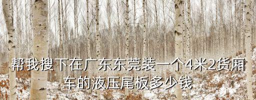 東莞二手貨車尾板42，幫我搜下在廣東東莞裝一個4米2貨廂車的液壓尾板多少錢