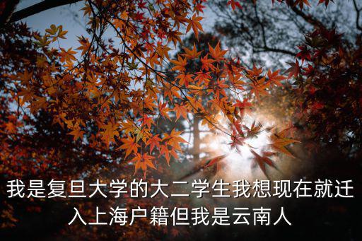 我是復旦大學的大二學生我想現在就遷入上海戶籍但我是云南人
