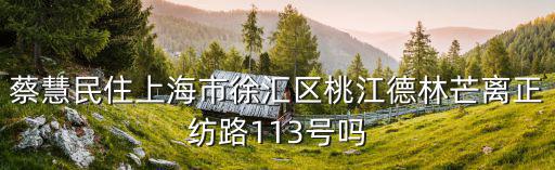 住上海市，蔡慧民住上海市徐匯區(qū)桃江德林芒離正紡路113號(hào)嗎