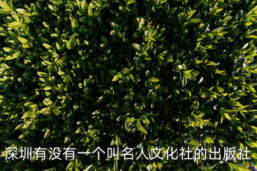 深圳有沒有一個叫名人文化社的出版社