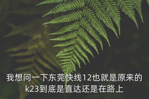 我想問一下東莞快線12也就是原來的k23到底是直達還是在路上