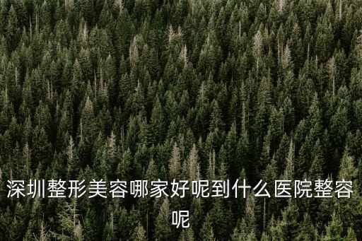 深圳整形美容哪家好呢到什么醫院整容呢