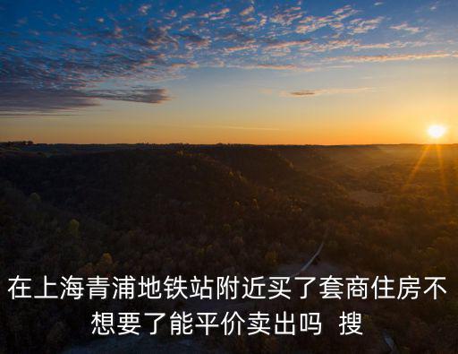 在上海青浦地鐵站附近買了套商住房不想要了能平價賣出嗎  搜