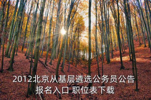 2012北京從基層遴選公務員公告 報名入口 職位表下載