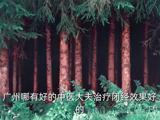 廣州哪有好的中醫大夫治療閉經效果好的