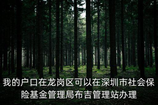 我的戶口在龍崗區可以在深圳市社會保險基金管理局布吉管理站辦理