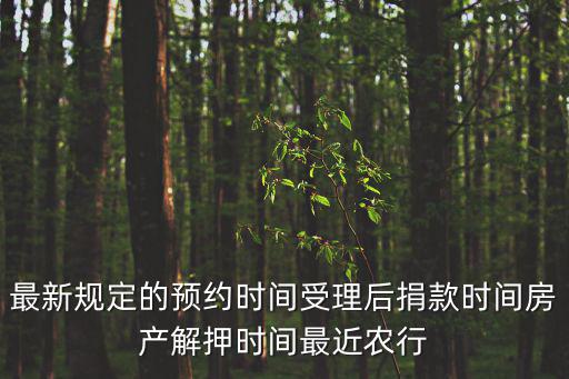 最新規定的預約時間受理后捐款時間房產解押時間最近農行