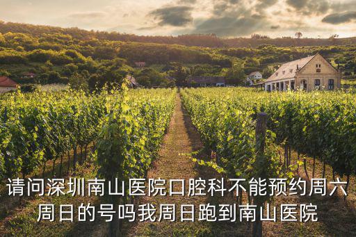 請問深圳南山醫院口腔科不能預約周六周日的號嗎我周日跑到南山醫院