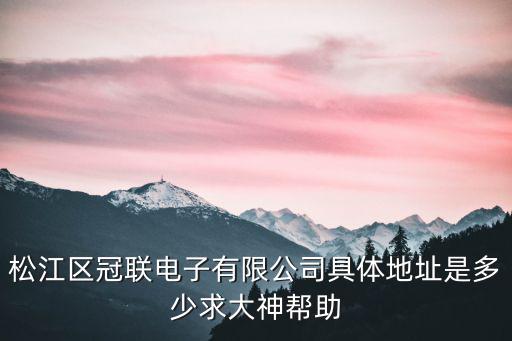 松江區冠聯電子有限公司具體地址是多少求大神幫助