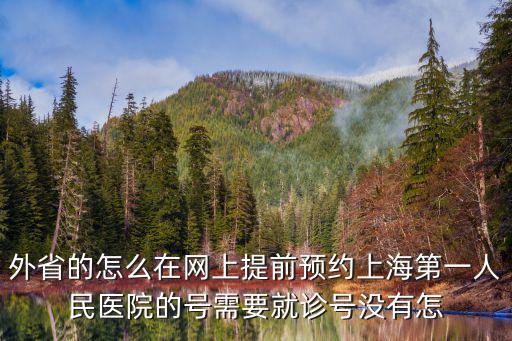 外省的怎么在網上提前預約上海第一人民醫院的號需要就診號沒有怎