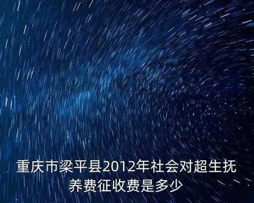 重慶市梁平縣2012年社會對超生撫養費征收費是多少