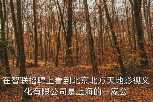 在智聯(lián)招聘上看到北京北方天地影視文化有限公司是上海的一家公