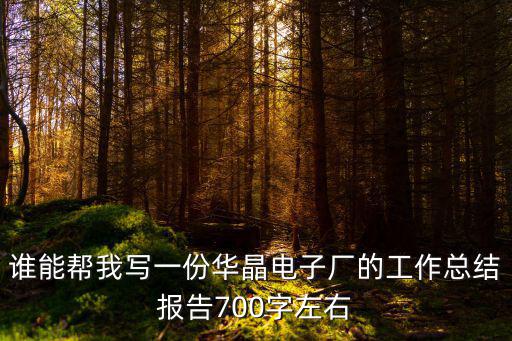東莞華晶電子廠，誰能幫我寫一份華晶電子廠的工作總結(jié)報(bào)告700字左右