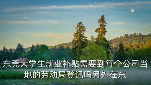 東莞大學生就業補貼需要到每個公司當地的勞動局登記嗎另外在東