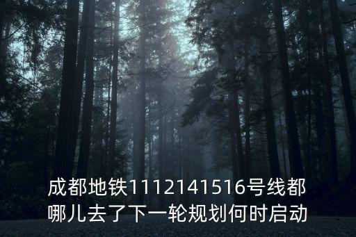 成都地鐵1112141516號線都哪兒去了下一輪規(guī)劃何時啟動