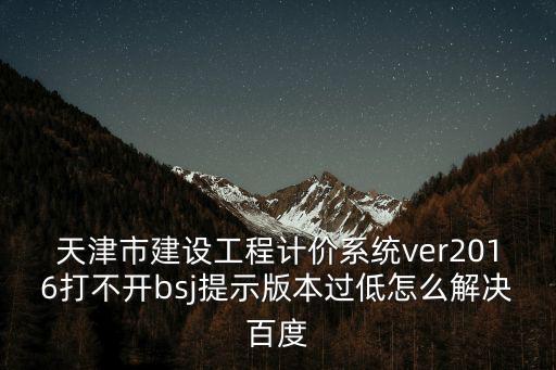 天津市建設工程計價系統ver2016打不開bsj提示版本過低怎么解決百度