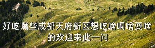 好吃嘴些成都天府新區想吃啥喝啥耍啥的歡迎來此一問