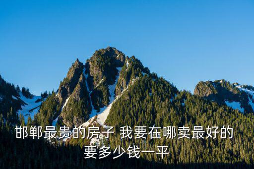 邯鄲最貴的房子 我要在哪賣最好的 要多少錢一平
