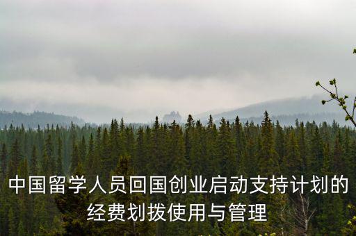 中國留學人員回國創業啟動支持計劃的經費劃撥使用與管理