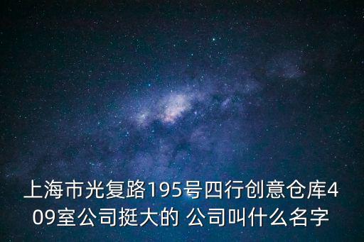 上海市光復路195號四行創意倉庫409室公司挺大的 公司叫什么名字