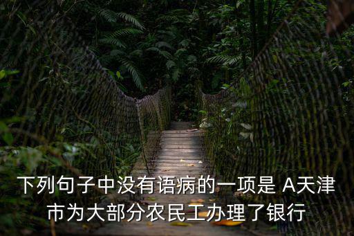 下列句子中沒有語病的一項是 A天津市為大部分農民工辦理了銀行