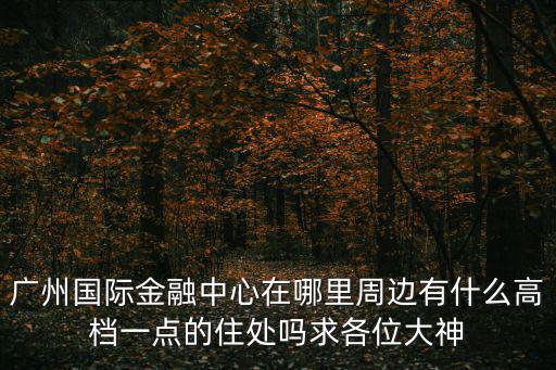 廣州國際金融中心在哪里周邊有什么高檔一點的住處嗎求各位大神