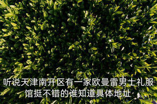 聽說天津南開區有一家歐曼雷男士禮服館挺不錯的誰知道具體地址