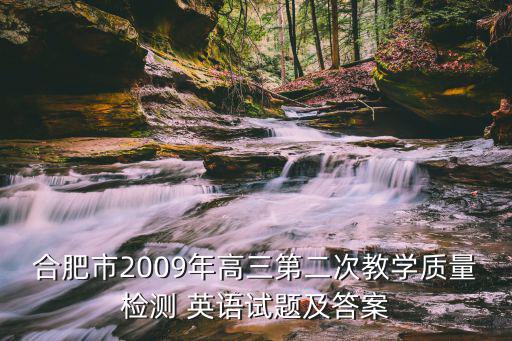 合肥市2009年高三第二次教學質量檢測 英語試題及答案