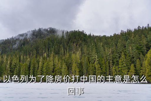 以色列為了降房價打中國的主意是怎么回事