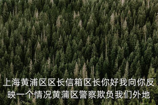上海黃浦區(qū)區(qū)長(zhǎng)信箱區(qū)長(zhǎng)你好我向你反映一個(gè)情況黃蒲區(qū)警察欺負(fù)我們外地