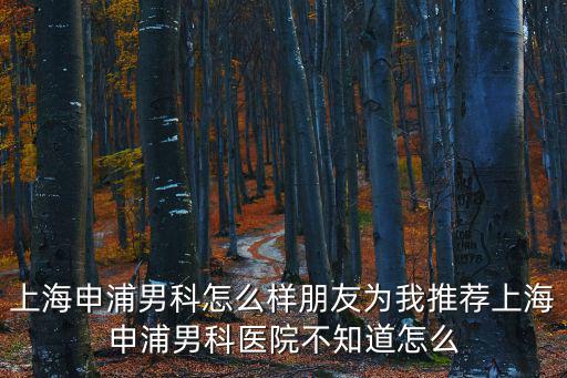 上海申浦男科怎么樣朋友為我推薦上海申浦男科醫院不知道怎么